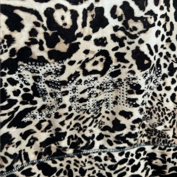 Juicy Couture OG Ocelot Velour Cheetah Print Bling Hoodie Size Large - Picture 6 of 6
